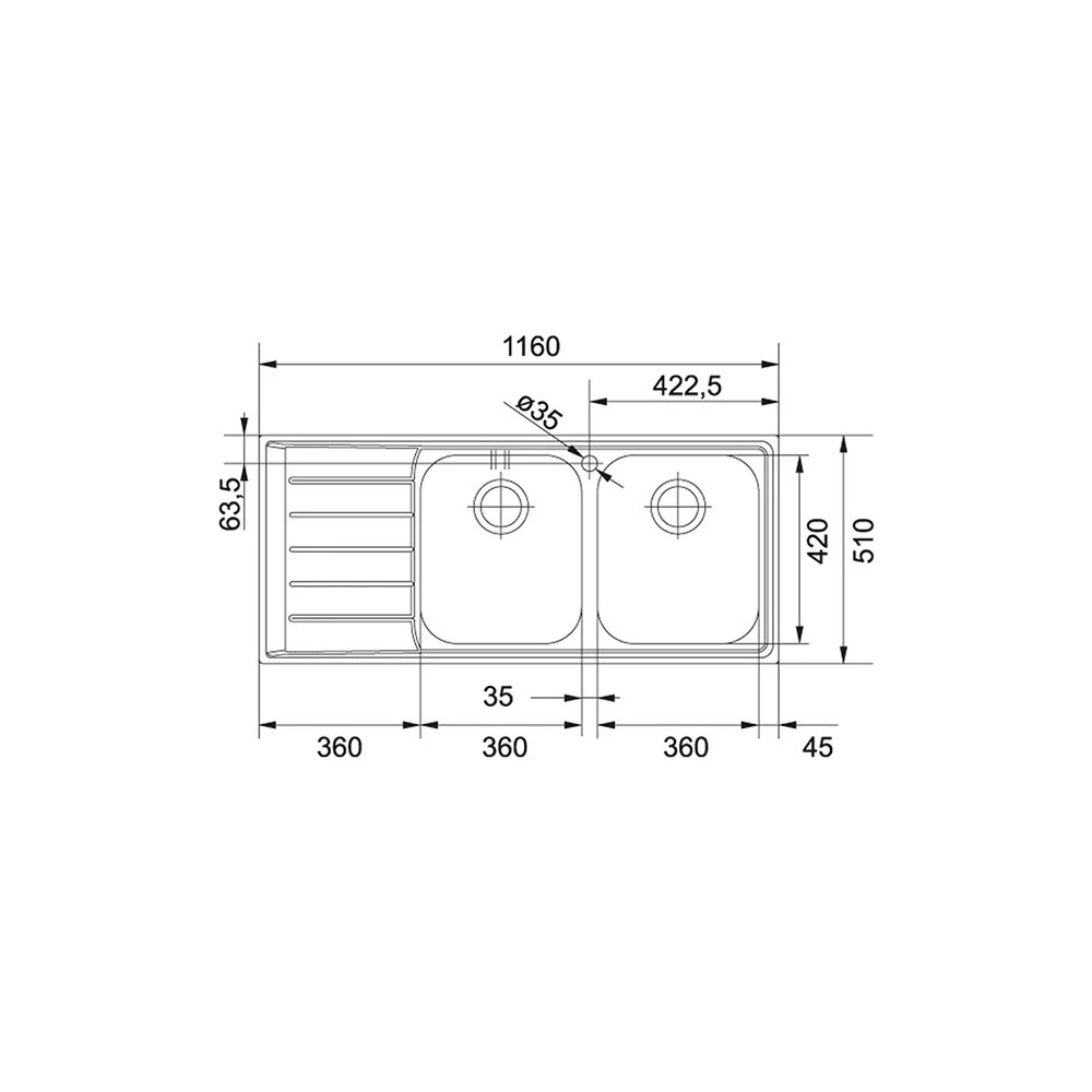 Νεροχύτης ανοξείδωτος FRANKE NEPTUNE NEX 621 116x50 Ραβδώσεις Αριστερά 3011564107 2 Νεροχύτης ανοξείδωτος FRANKE NEPTUNE NEX 621 116x50 Ραβδώσεις Αριστερά 3011564107 - Image 2