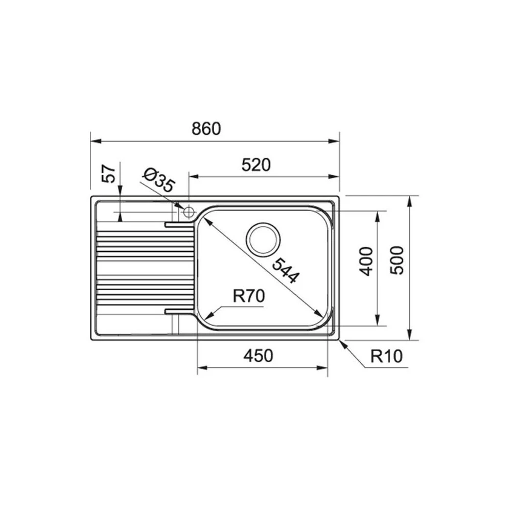 Νεροχύτης ανοξείδωτος FRANKE SMART SRX 611-86 LB 86x50 Ραβδώσεις Δεξιά 3011750103 2 Νεροχύτης ανοξείδωτος FRANKE SMART SRX 611-86 LB 86x50 Ραβδώσεις Δεξιά 3011750103 - Image 2