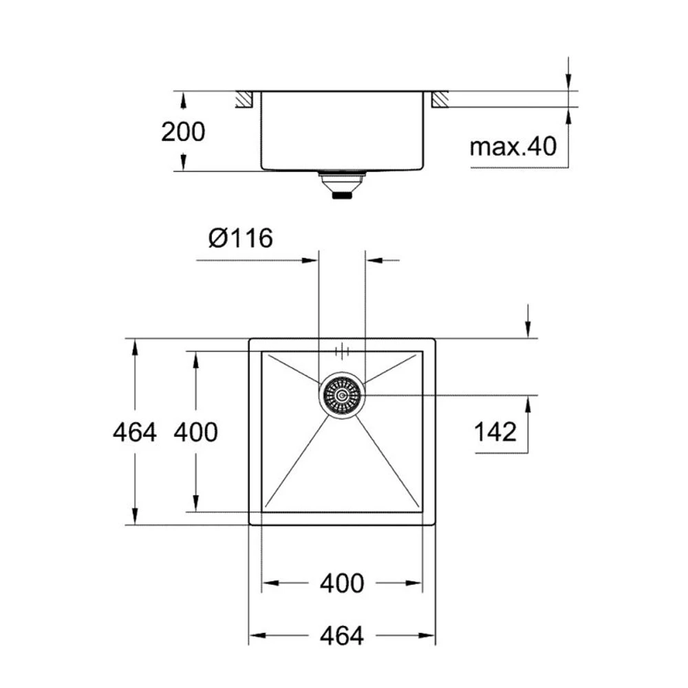 Νεροχύτης ανοξείδωτος ένθετος GROHE K 700 46,4x46,4 31578SD0 5 Νεροχύτης ανοξείδωτος ένθετος GROHE K 700 46,4x46,4 31578SD0 - Image 5
