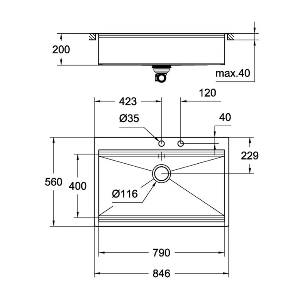 Νεροχύτης ανοξείδωτος ένθετος GROHE K 800 84,6x56 31584SD0 5 Νεροχύτης ανοξείδωτος ένθετος GROHE K 800 84,6x56 31584SD0 - Image 5