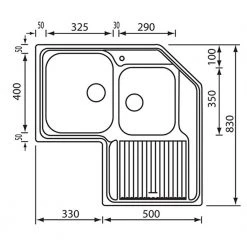 Νεροχύτης ανοξείδωτος γωνιακός σαγρέ SANITEC ZENITH 11298 83x83 Ραβδώσεις Δεξιά -Ανοξείδωτοι Κατάστημα νεροχύτης ανοξείδωτος γωνιακός σαγρέ sanitec zenith 11298 83x83 ραβδώσεις δεξιά 1