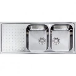 Νεροχύτης ανοξείδωτος σατινέ SANITEC PUNTO PLUS 11107 116x50 Ραβδώσεις Αριστερά