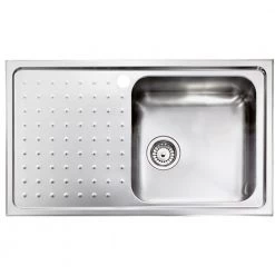 Νεροχύτης ανοξείδωτος σατινέ SANITEC PUNTO PLUS 11113 86x50 Ραβδώσεις Αριστερά