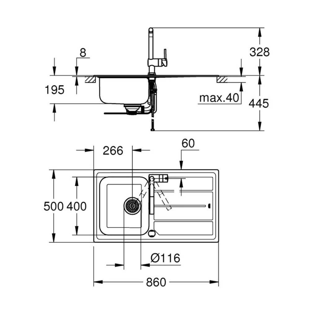 Σετ νεροχύτη με μπαταρία ντους GROHE K 500 86x50 31573SD0 5 Σετ νεροχύτη με μπαταρία ντους GROHE K 500 86x50 31573SD0 - Image 5